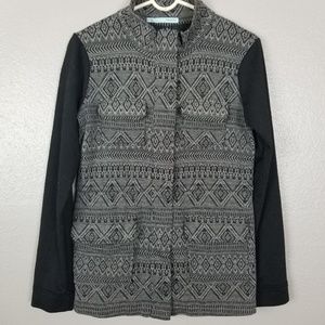 Maurices Black Gray Tribal Print Zip Jacket S